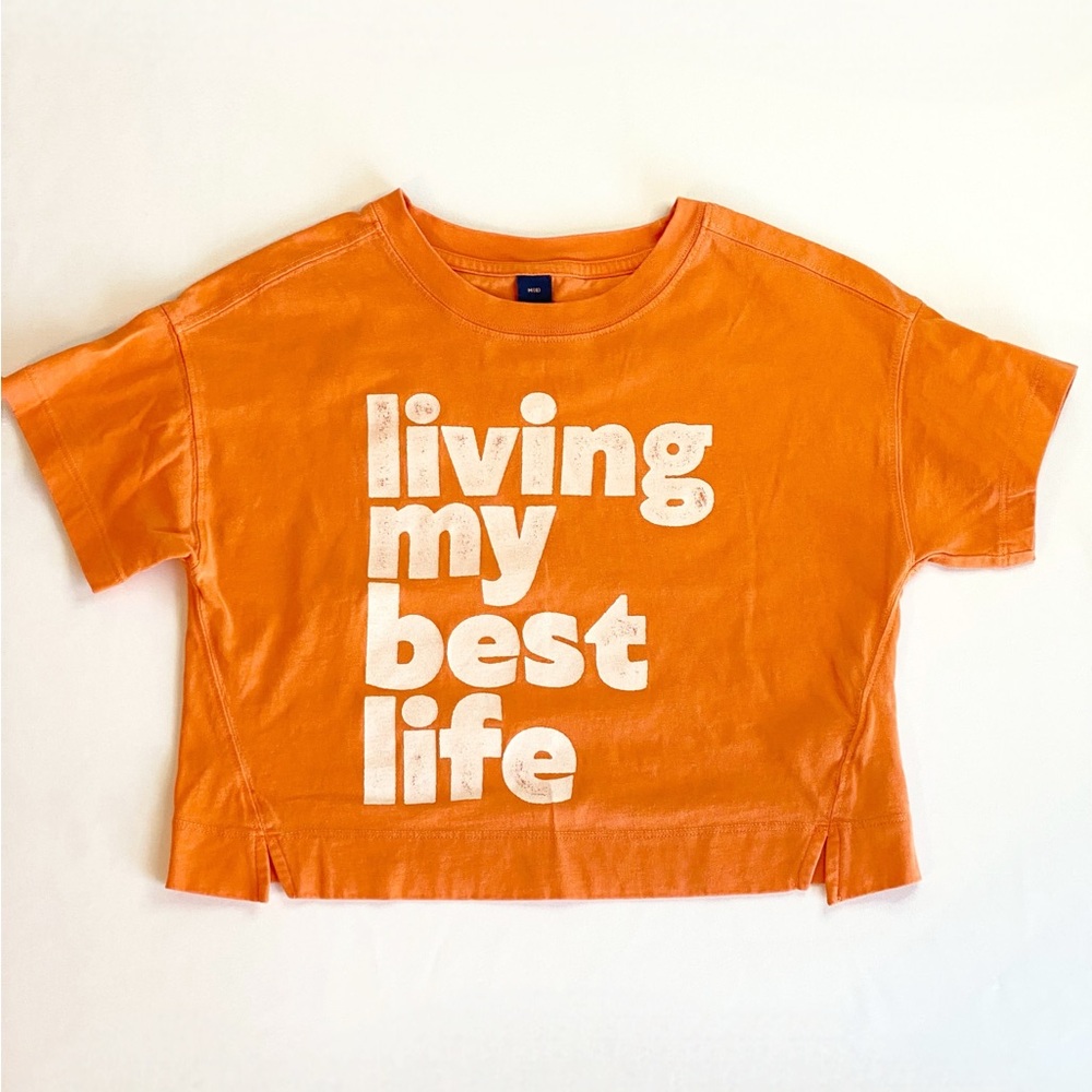 Old Navy Living My Best Life Cropped Tee Size 8 Graphic Shirt
